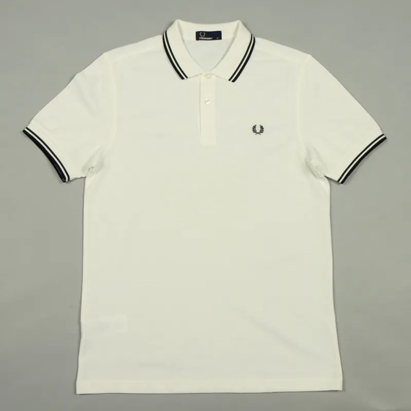 Fred Perry Twin Tipped Polo Shirt M3600 - Snow White/Ivy/Navy